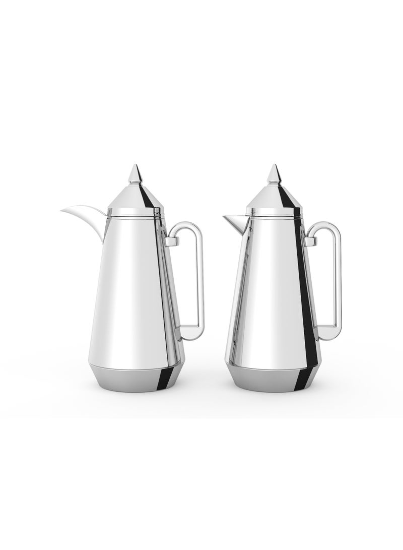 Regal by Ripple Vacuum Flask Set (2 x 1L), Double Wall Stainless Steel Body with Glass Liner, Hot & Cold Insulated Vacuum Jugs, Leak-Resistant, for Arabic Coffee & Tea - Image 1